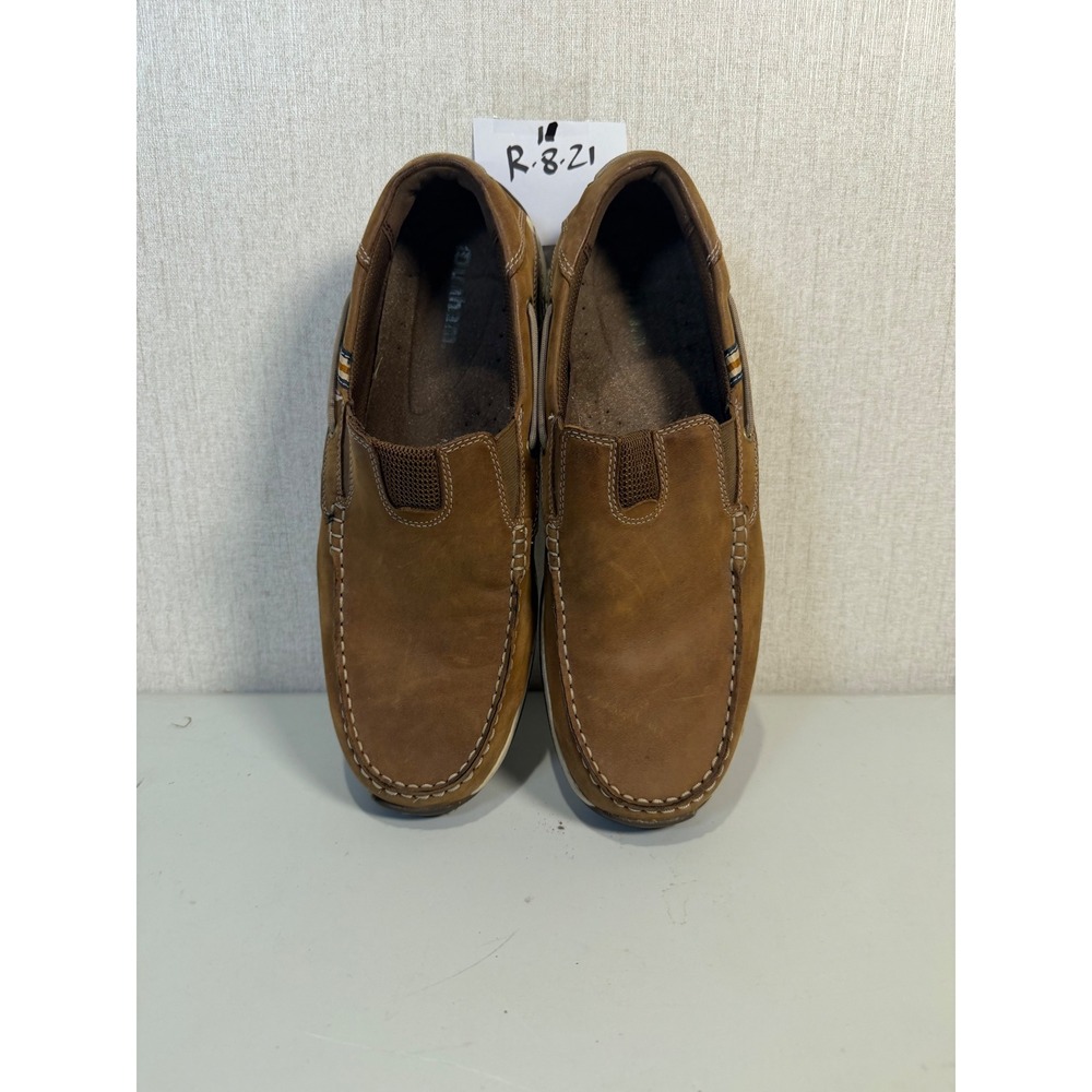 Dunham Mens MCN412BR Brown Leather Slip On Boat Shoes Loafers R-BAR Size 11.5 D